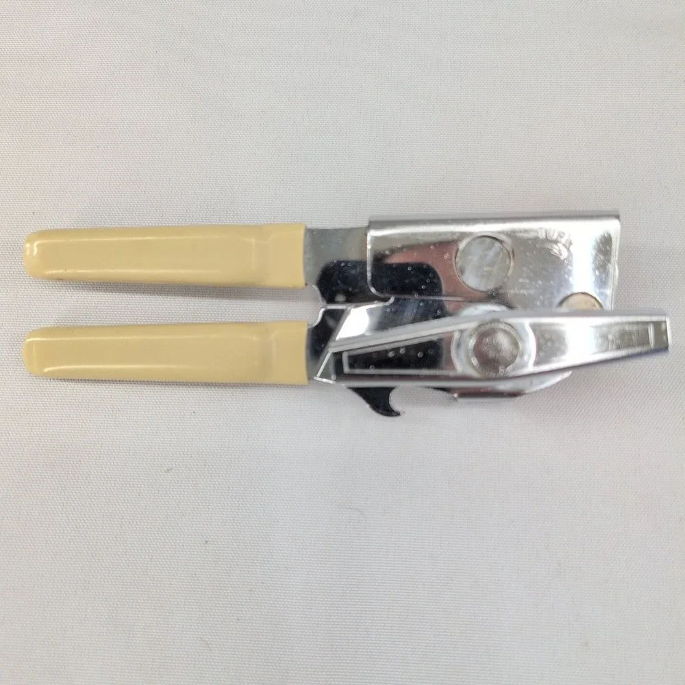 Swing-A-Way Can Opener Cream Vintage Made in USA Chrome Manual Handheld